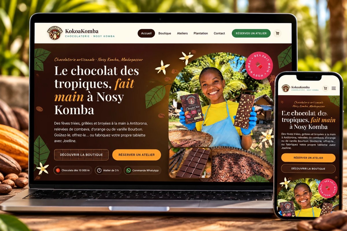 Site KokoaKomba : le chocolat des tropiques, fait main à Nosy Komba
